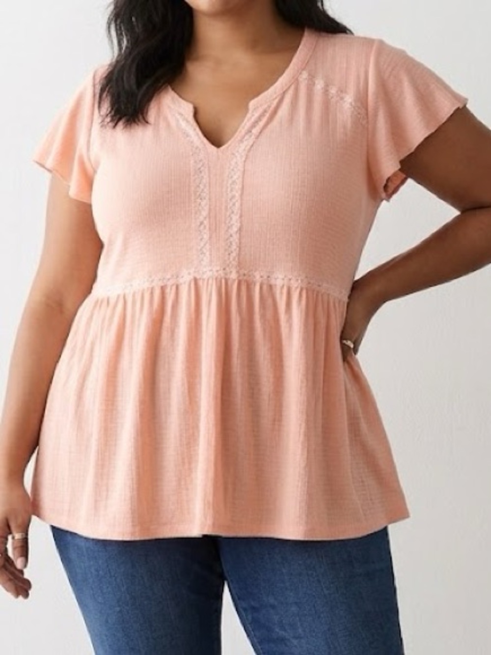Torrid Pink Lace Trim Babydoll Top 2XL